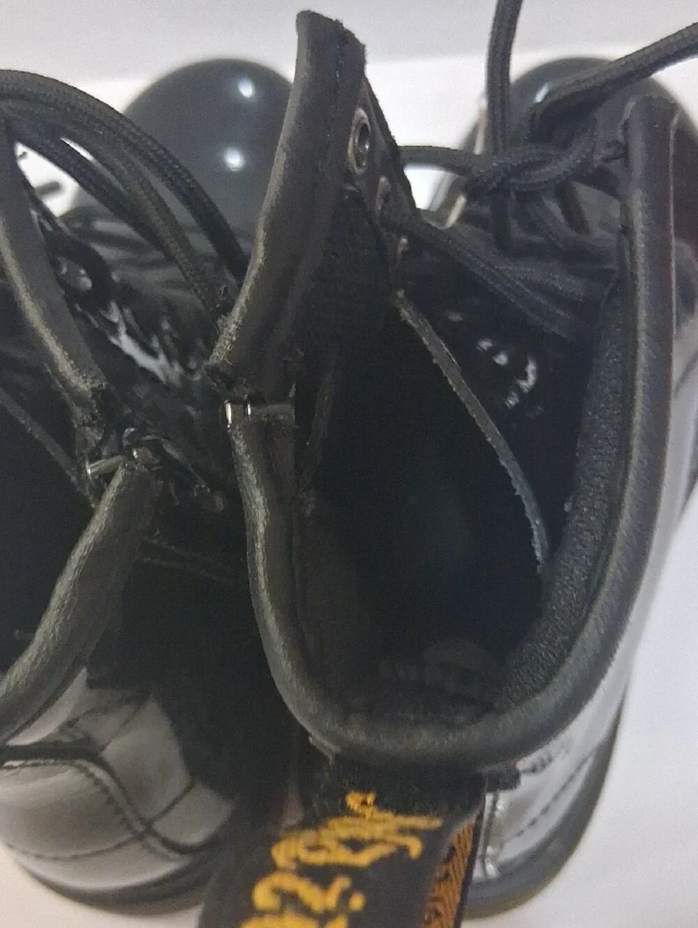 Pre-owned Dr. Martens Black Patent Lace-Up Ankle Boots